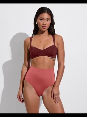 Left On Friday Hi Tide Bikini Bottom in Dusty Rose Size M